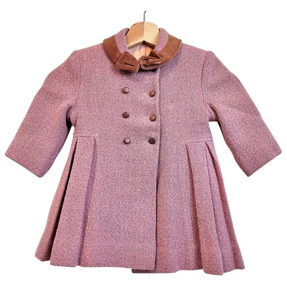 Vintage Other - Vintage Girl Coat Pant Set 2 to 3 Years Pink Mauve Worsted Wool Samantha *FLAWS